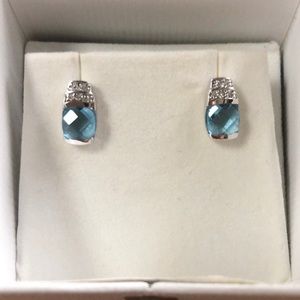 Aqua and diamond gemstone studs